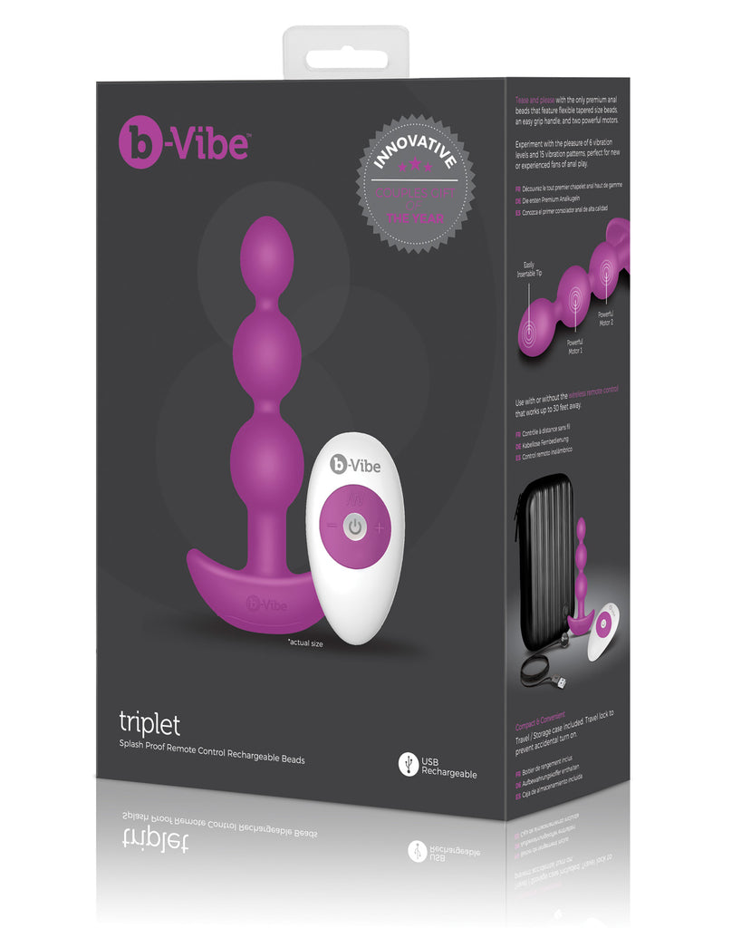 b-Vibe Remote Triplet Anal Beads - Fuchsia