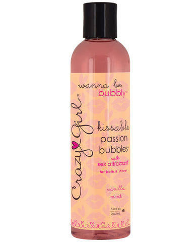 Crazy Girl Kissable Passion Bubbles w-Pheromones - 8 oz Vanilla Mint