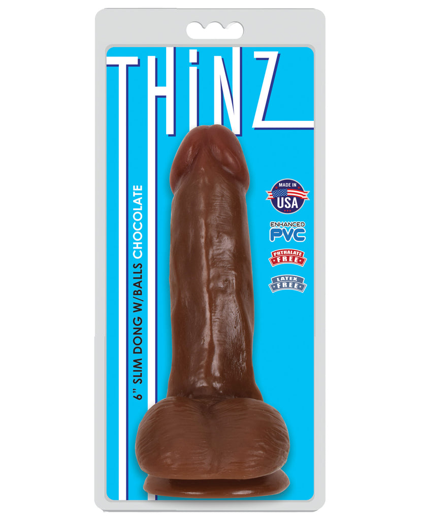 Curve Novelties Thinz 6" Slim Dong w-Balls - Chocolate