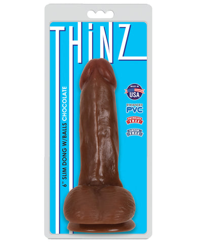 Curve Novelties Thinz 6" Slim Dong w-Balls - Chocolate