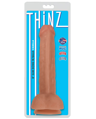 Curve Novelties Thinz 8" Slim Dong w-Balls - Vanilla