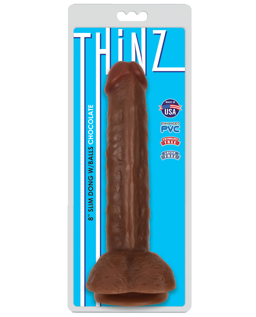 Curve Novelties Thinz 8" Slim Dong w-Balls - Chocolate