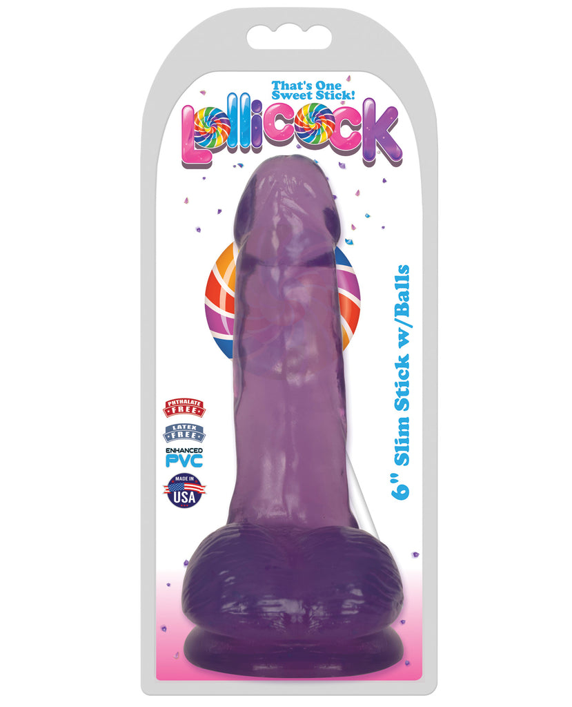 Curve Novelties Lollicock 6" Slim Stick w-Balls - Grape Ice