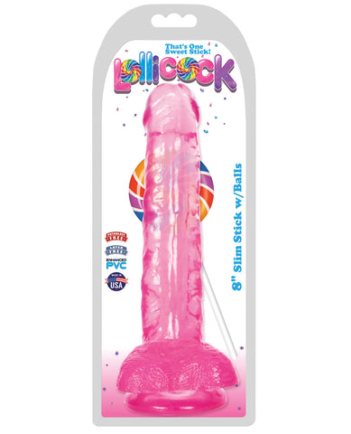 Curve Novelties Lollicock 8" Slim Stick w-Balls - Cherry Ice
