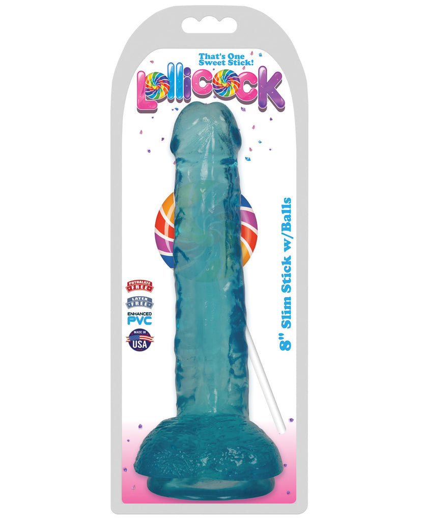 Curve Novelties Lollicock 8" Slim Stick w-Balls - Berry Ice
