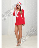 Jersey Santa Themed Robe w-Marabou Trim Lipstick Red LG