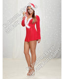Jersey Santa Themed Robe w-Marabou Trim Lipstick Red MD