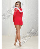 Jersey Santa Themed Robe w-Marabou Trim Lipstick Red MD