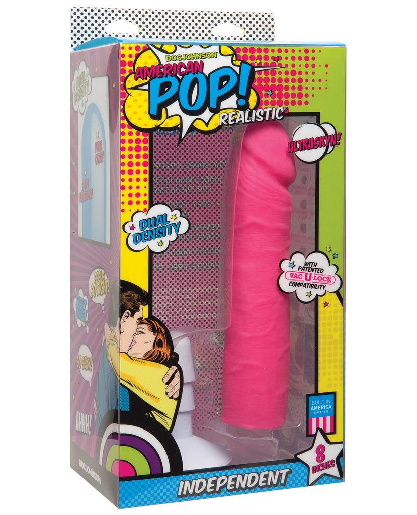 American Pop Independent Ultraskyn 8" Dildo w-Suction Cup - Pink