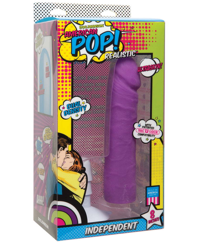 American Pop Independent Ultraskyn 8" Dildo w-Suction Cup - Purple