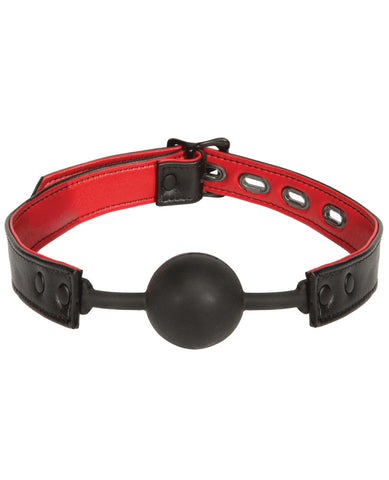 Kink Leather & Silicone Ball Gag - Black-Red