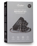 Easy Toys Faux Leather Collar w-Handcuffs - Black