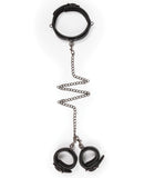 Easy Toys Faux Leather Collar w-Handcuffs - Black