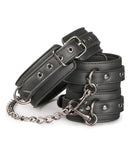 Easy Toys Faux Leather Collar w-Handcuffs - Black