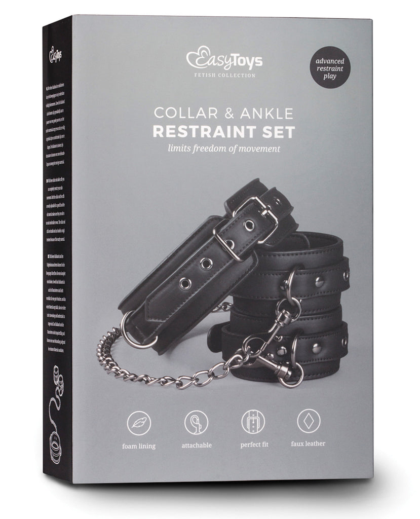 Easy Toys Faux Leather Collar w-Anklecuff - Black