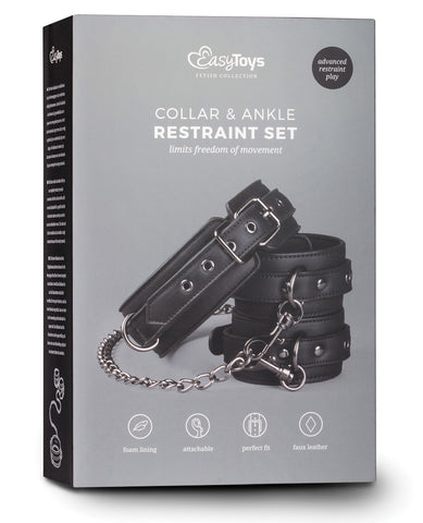 Easy Toys Faux Leather Collar w-Anklecuff - Black