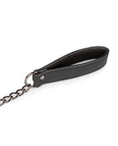 Easy Toys Faux Leather Collar w-Nipple Chains - Black