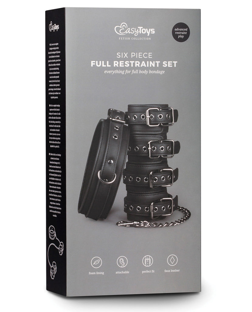 Easy Toys Fetish Set w-Collar, Ankle & Wrist Cuffs - Black
