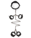 Easy Toys Fetish Set w-Collar, Ankle & Wrist Cuffs - Black