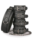 Easy Toys Fetish Set w-Collar, Ankle & Wrist Cuffs - Black