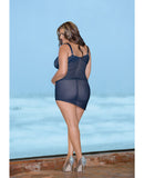 Rouched Side Dress Navy-Ivory 2X