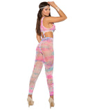 Vivace Crochet Footless Bodystocking w-Garter Clip Detail Multi Color O-S