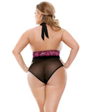 Curve Sherry Two Tone Lace Halter Teddy