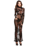 Tease Genevieve Floral Lace Gown w-G-String Black OS