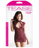 Tease Madeline Intricate Cutout Lace Dress w-High Neck Collar Wine XL