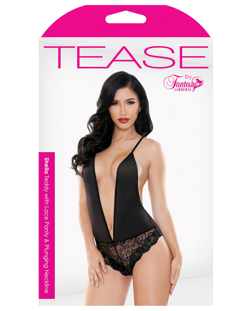 Tease Shelia Teddy w/Plunging Neckline & Lace Panty