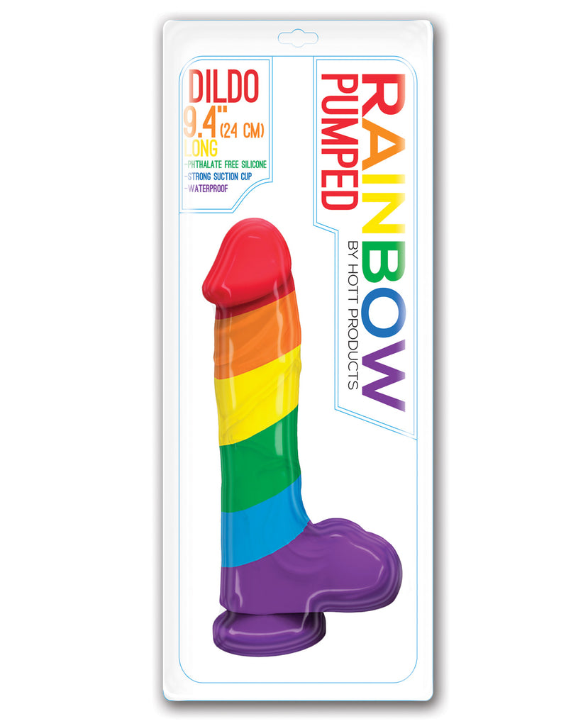 Rainbow Pumped Dildo w-Suction Cup & Balls