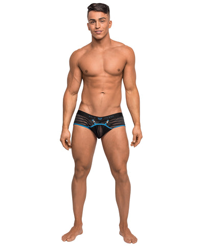 Clip Tease Unique Mesh Pouch Mini Short Blk-Blu MD