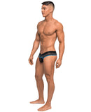 Clip Tease Unique Mesh Pouch Thong Blk-Blu L-XL