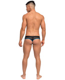 Clip Tease Unique Mesh Pouch Thong Blk-Blu L-XL