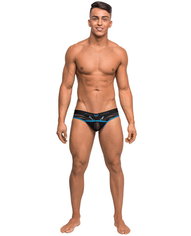 Clip Tease Unique Mesh Pouch Thong Blk-Blu S-M