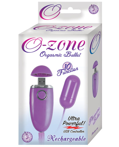 O-Zone USB Rechargeable Orgasmic Bullet - 10 Function Purple
