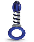 Icicles No. 81 Hand Blown Glass Ring Butt Plug - Blue-Clear