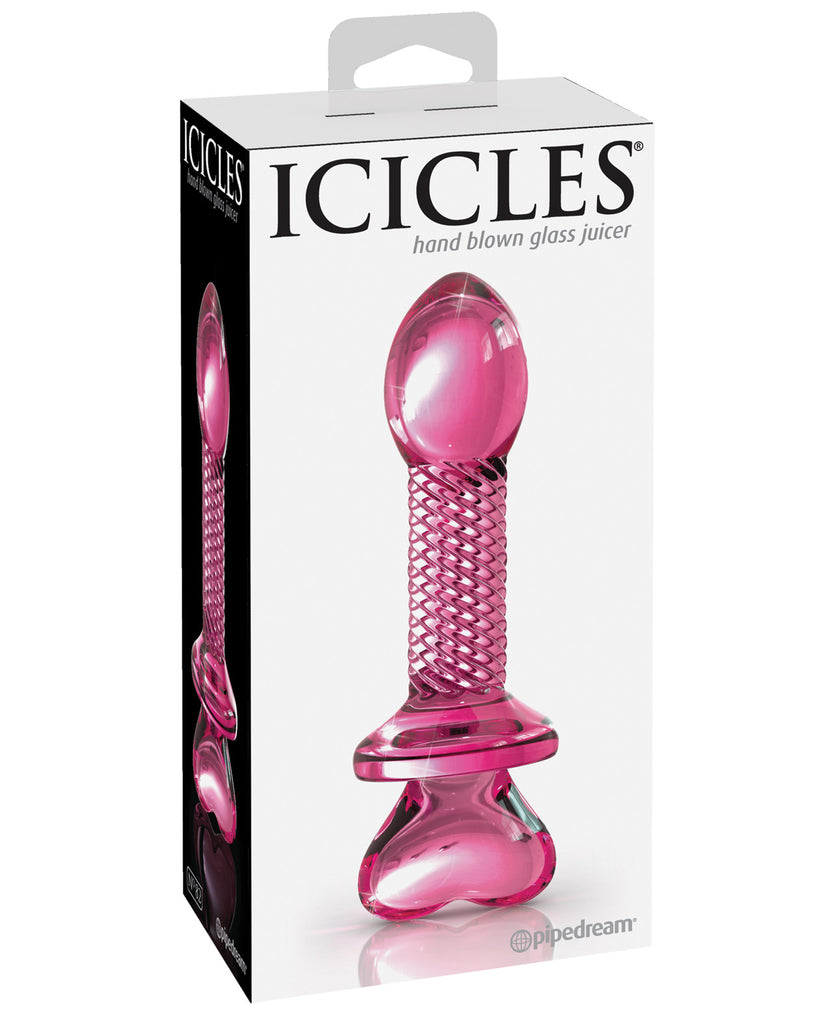 Icicles No. 82 Hand Blown Glass Butt Plug - Ribbed-Pink