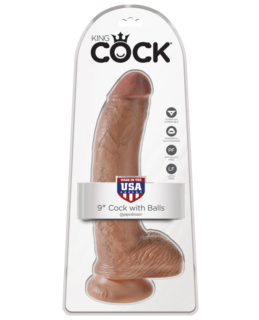 King Cock 9" Cock w-Balls - Tan