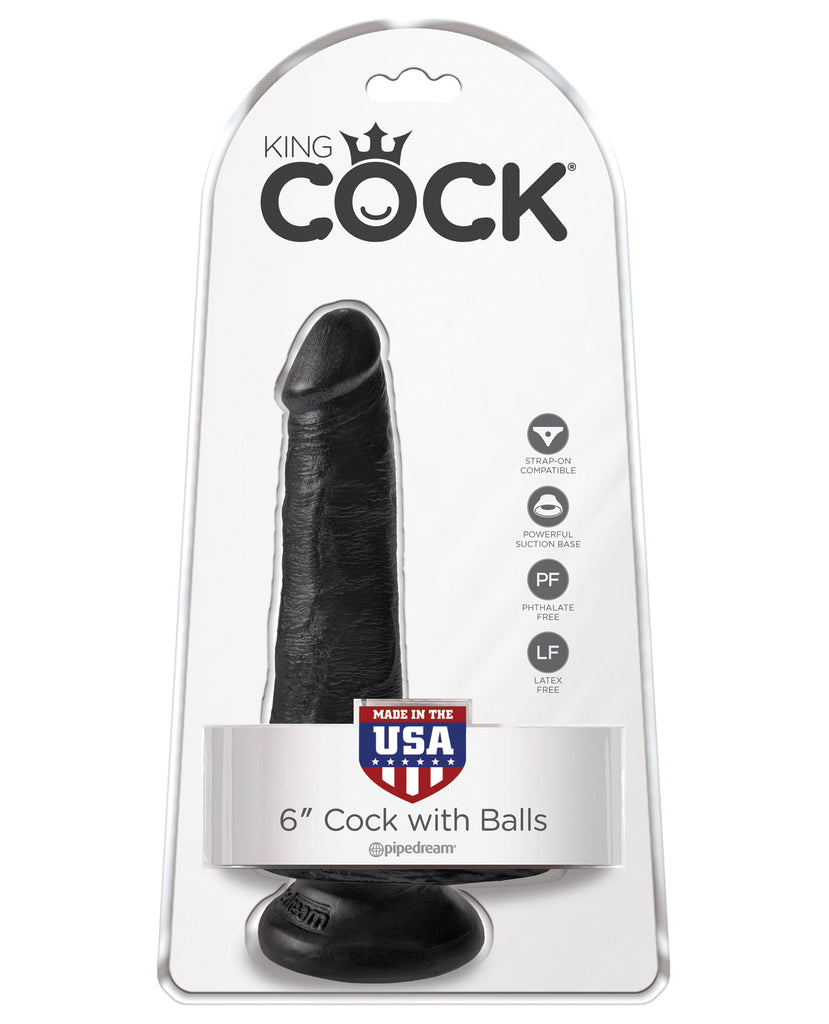 King Cock 6" Cock w-Balls - Black