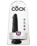 King Cock 6" Cock w-Balls - Black