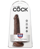 King Cock 6" Cock w-Balls - Brown