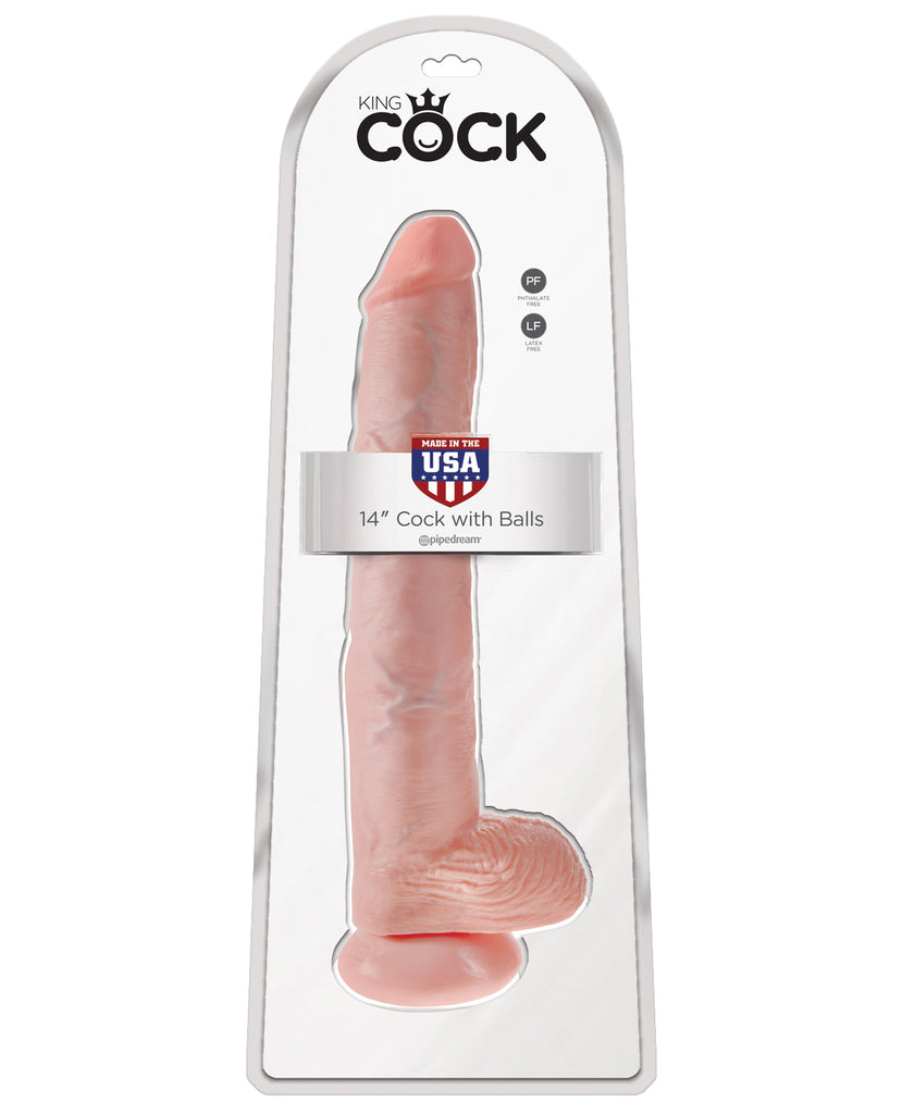 King Cock 14" Cock w-Balls - Flesh