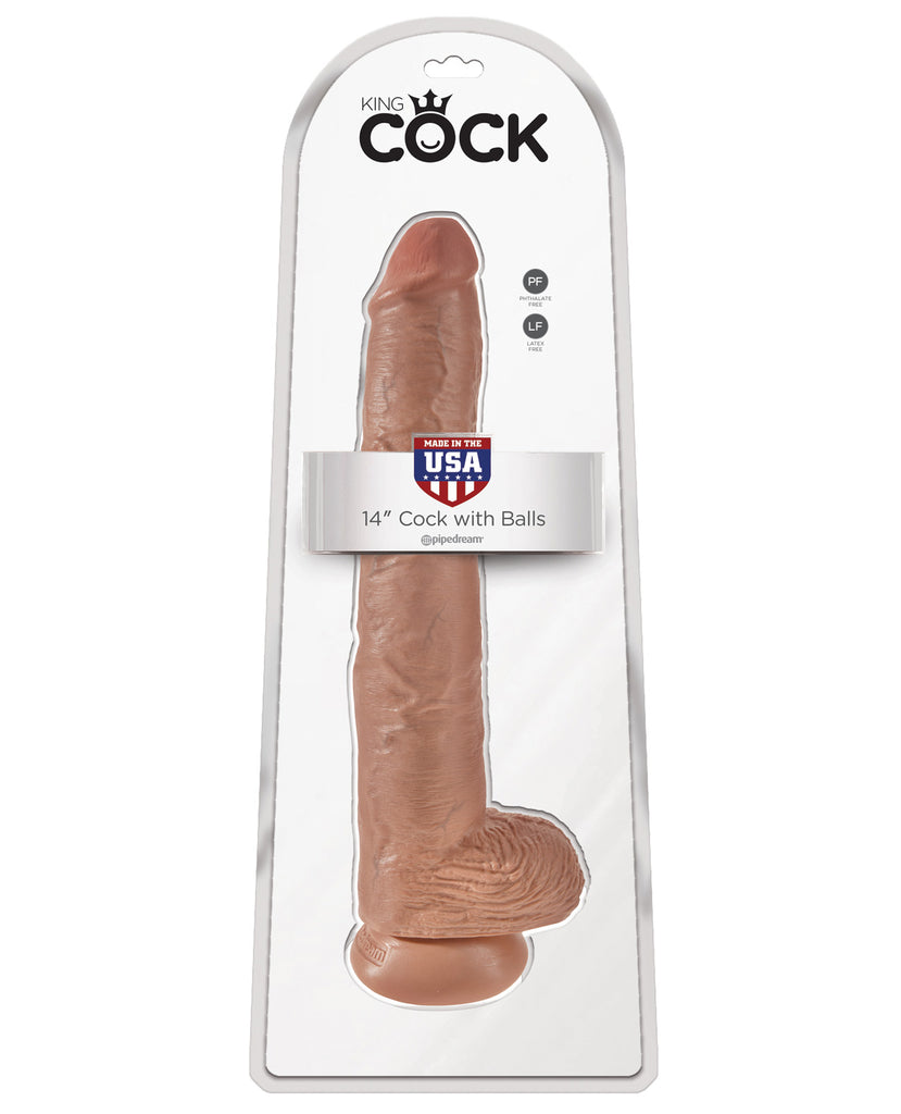 King Cock 14" Cock w-Balls - Tan