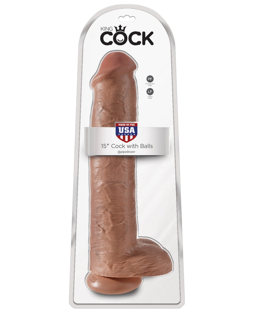 King Cock 15" Cock w-Balls - Tan