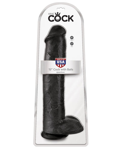 King Cock 15" Cock w-Balls - Black