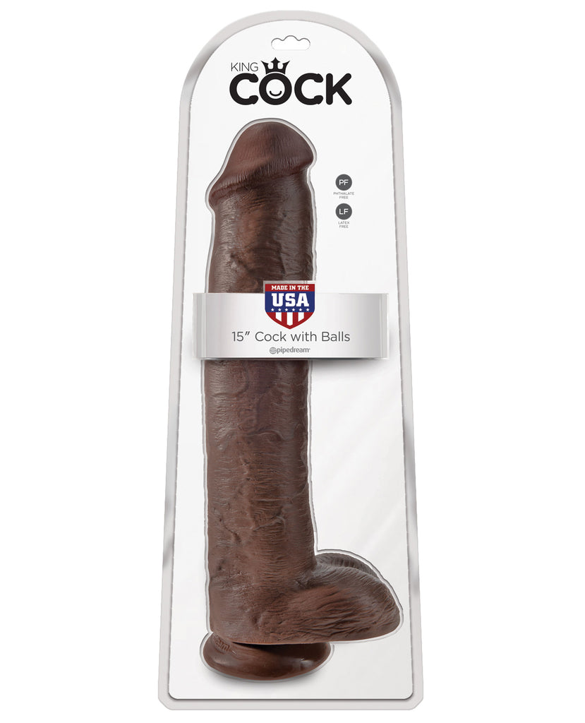 King Cock 15" Cock w-Balls - Brown