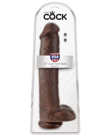 King Cock 15" Cock w-Balls - Brown
