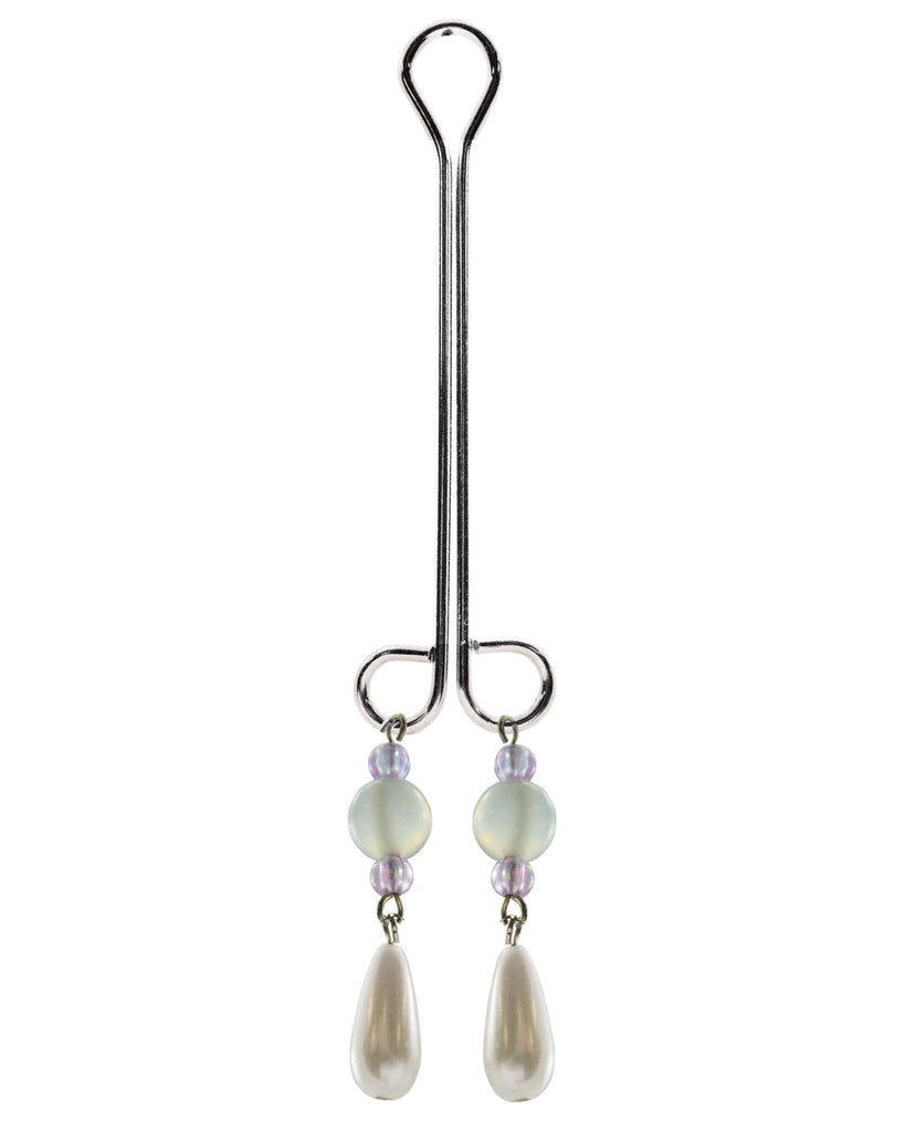 Bijoux de Nip Clit Clamp Double Loop w-Pearl & Purple Beads