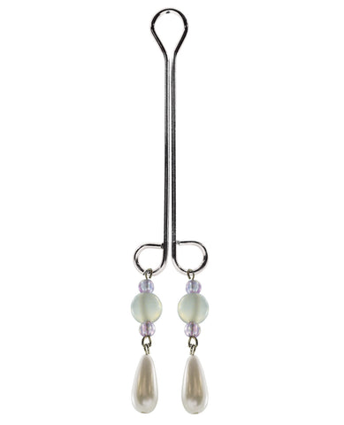 Bijoux de Nip Clit Clamp Double Loop w-Pearl & Purple Beads